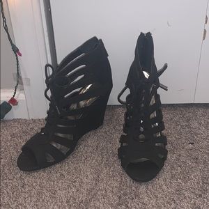 Black Lace Up Wedges